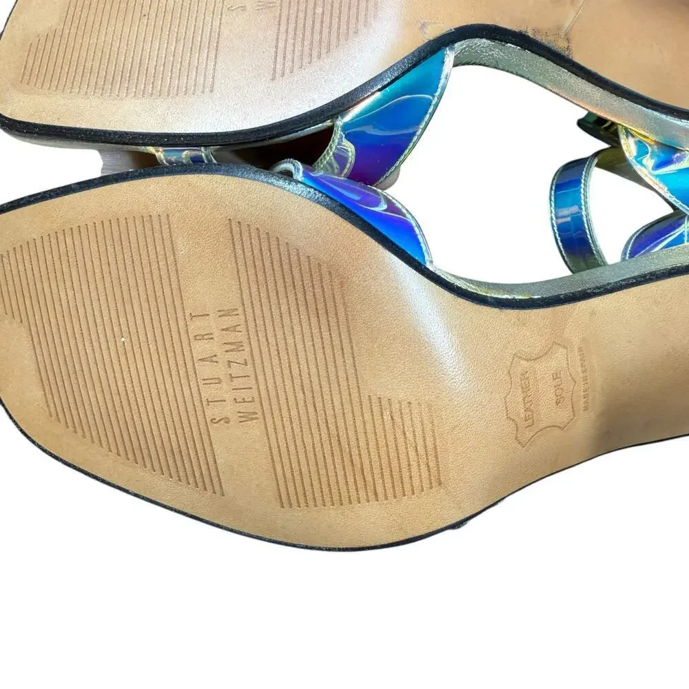 Stuart Weitzman Vintage Monami Mystic Vinyl Iridescent Holographic Heels 7.5
